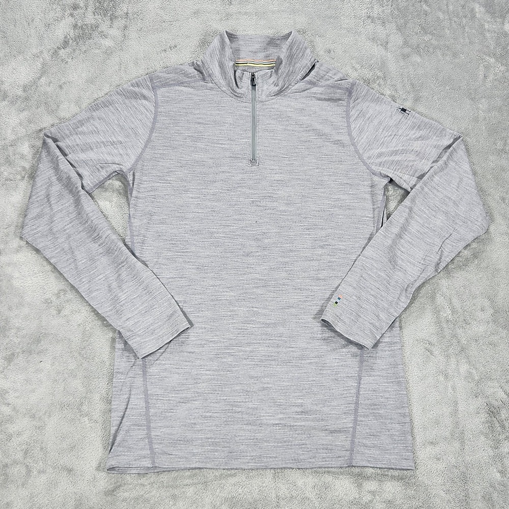 Smartwool Merino 150 Pullover Mens Small Gray 1/4 Zip Wool Base Layer Top